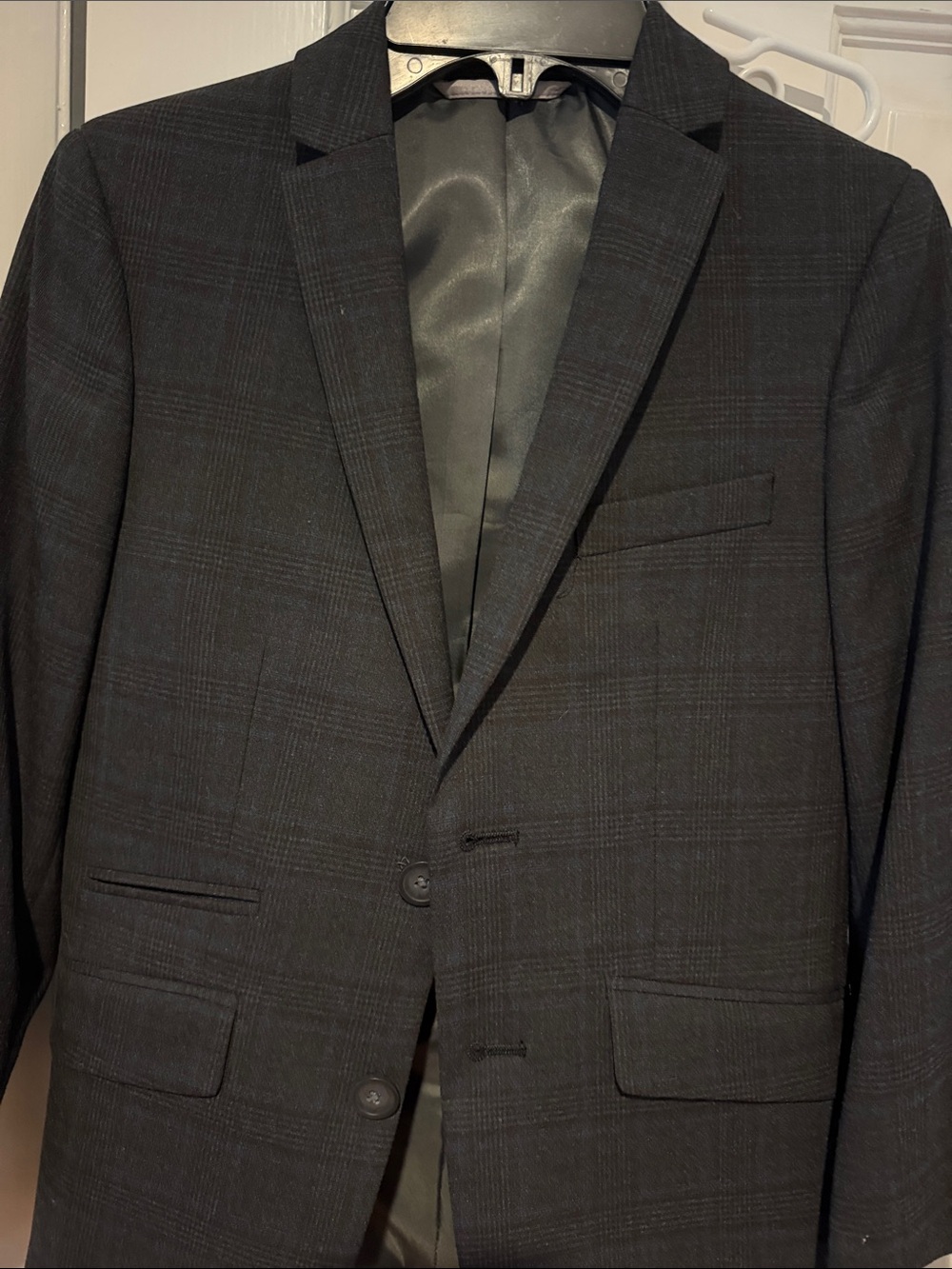 Boys' Dark Charcoal Plaid 2-piece Suit